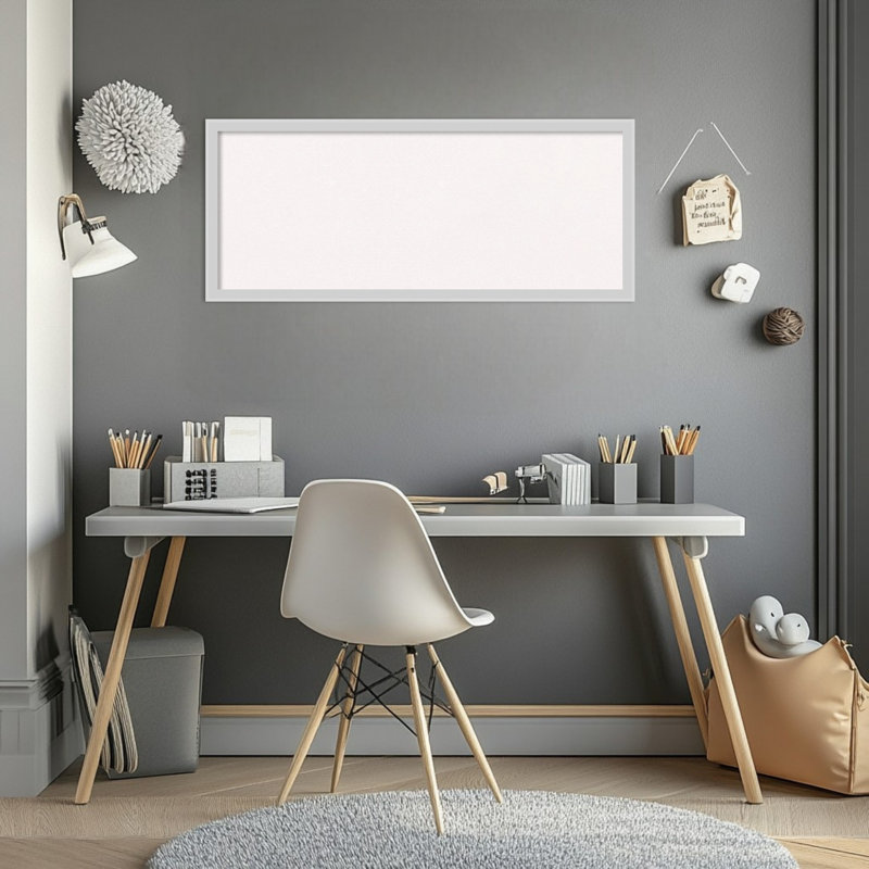 Panneau de tableau incliné en bois argenté, babillard en liège blanc, tableau d'organisation, tableau d'affichage, Blanc
