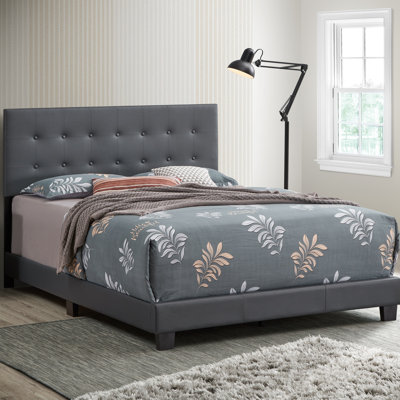 Élégant lit double contemporain gris foncé
