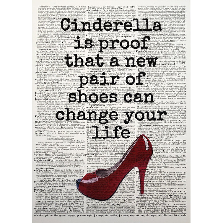 Parksmoonprints Funny Shoes Quote Vintage Dictionary Page Print Wall Art  Picture Red Cinderella : Amazon.co.uk: Home & Kitchen