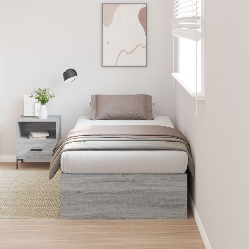 Storage Bed Frame, 80 x 200 cm, Grey Sonoma