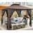 120'' D Gazebo with Improved Cold-Proof Curtains Nettings Winter Gazebos on Clearance Heavy Duty Gazebo Double Roof with Metal Frame Gazebo Tent for Patio, Deck (Frame Thickened)-114272227
