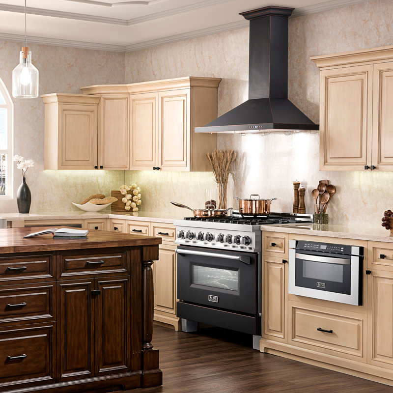 ZLINE 36" Designer Series Fingerprint Resistant Stainless Steel Convertible Vent Wall Mount Range Hood (8KBS-36), 36" W
