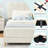 Twin Velvet Bed Frame with Headboard for Girls - Low-Profile Kids Platform Bed, Wave Headboard, Wooden Slats-2006090232