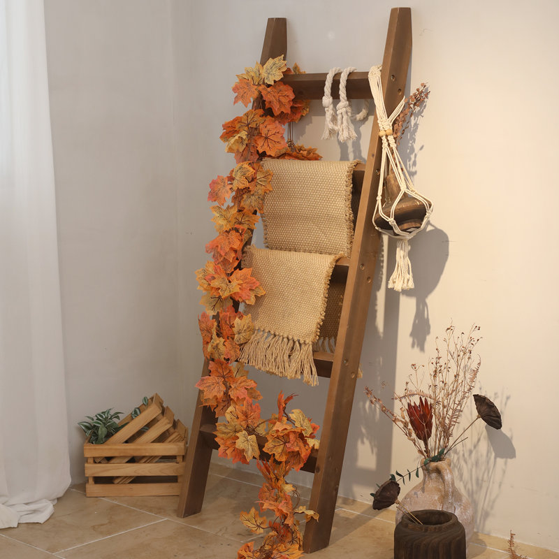 57" Thick Wooden Blanket Ladder, Brown