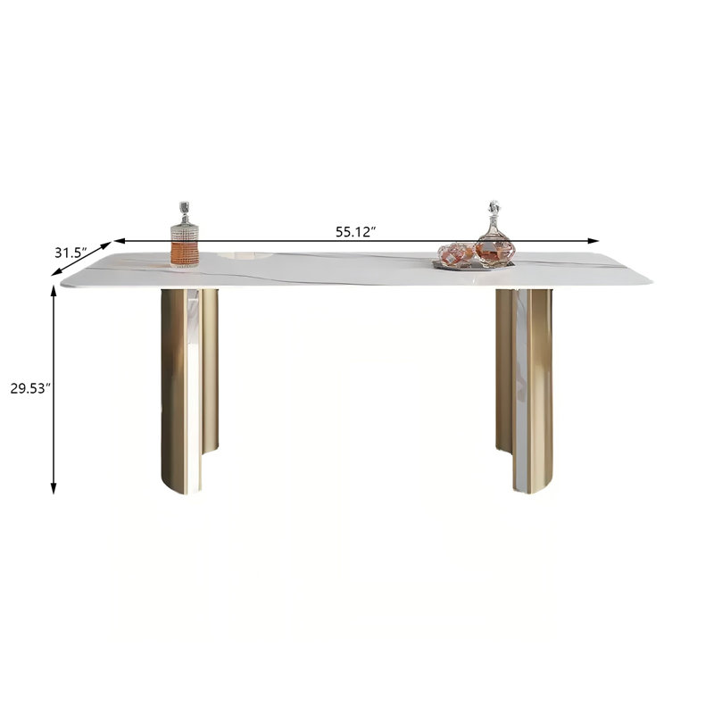 Table de salle à manger Sintered Stone, H 29,53 po x L 55,12 po x l 31,5 po