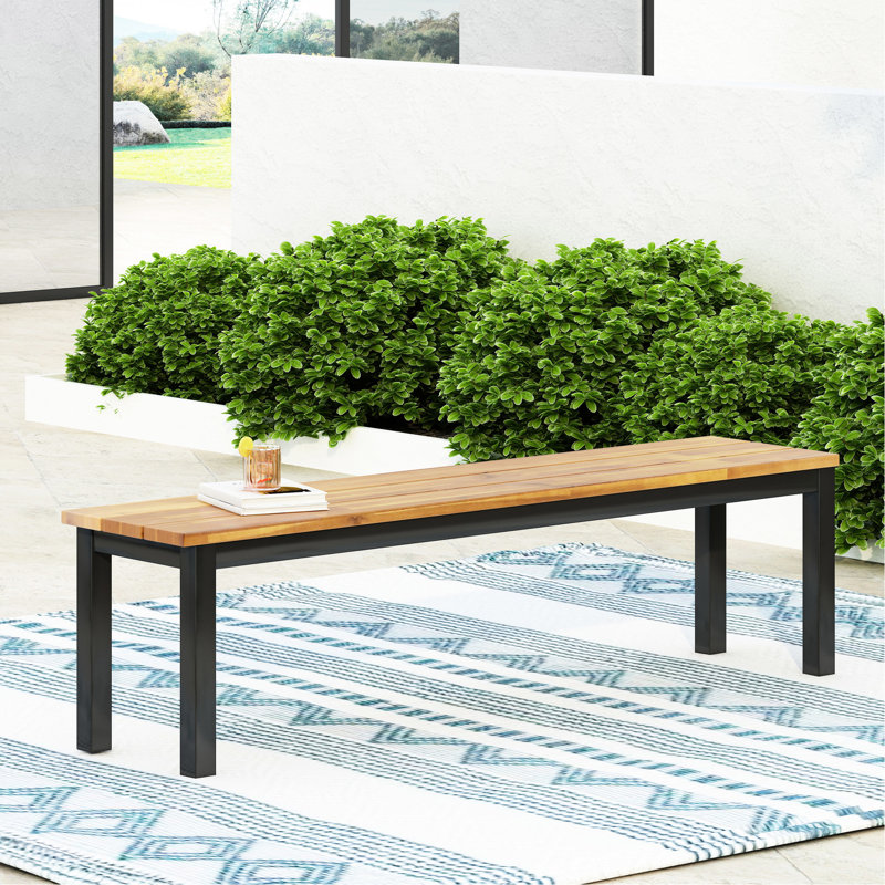 Banc en bois exotique avec base en métal pour l