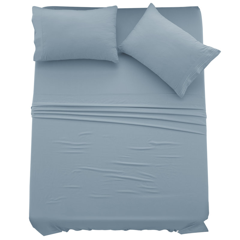Lux Decor 4-Piece Ultra Soft Microfiber Sheet Set Deep Pocket Fitted Sheet, Wrinkle-Resistant & Easy Care Bedding, Blue