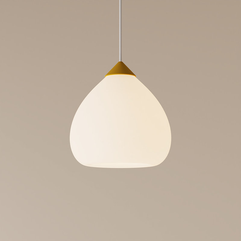Gulp Pendant Light, 14.6" H x 9.45" W x 9.84" D, White, Mustard