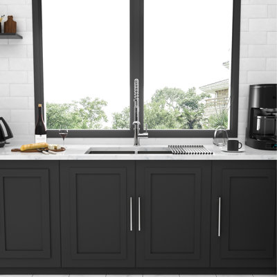 30"X19" 50/50 Double Bowl Undermount Sink 16 Gauge For Kitchen, 10" Deep Basins, Hand - Crafted, Rear 3.5 Drain, X Grooves, Soundproofing Pads, Condensation Coating, Comes With Drying Roll Up Rack