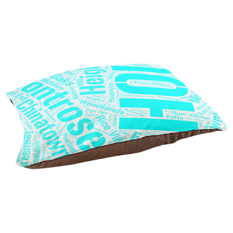 Coussin de chien « districts », Moyen (H 9,5 po x l 28 po x P 18 po), Cyan, Houston