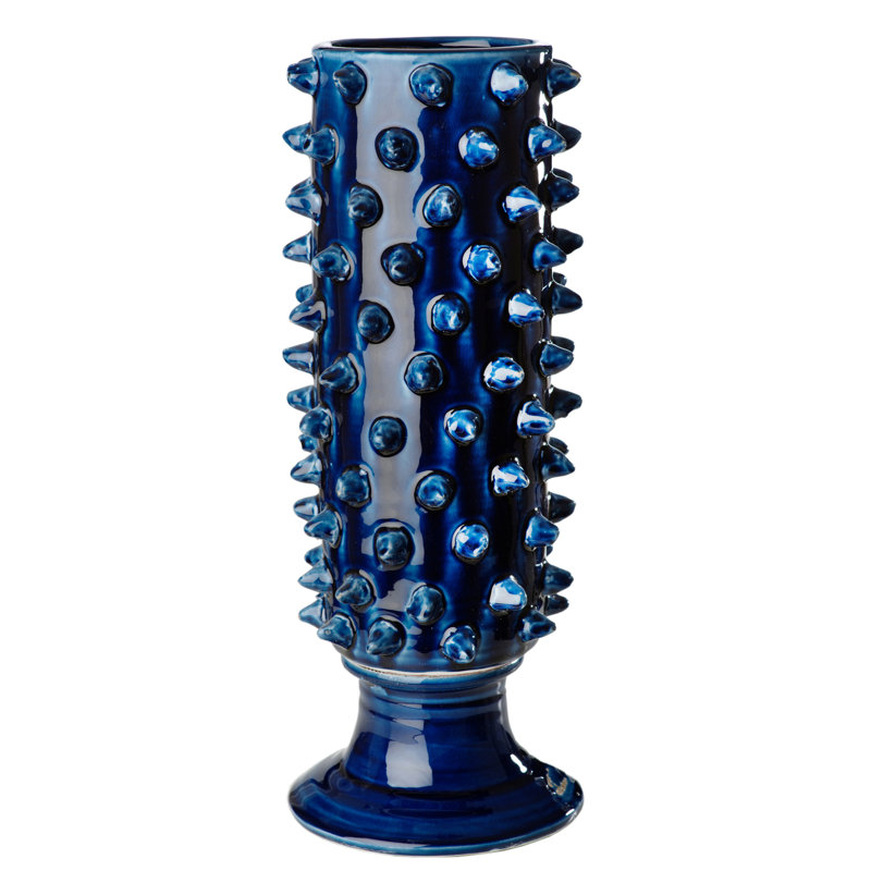 Vinci Blue Ceramic Textured Pinecone Vase