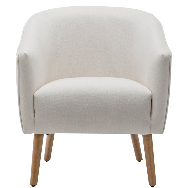 Fauteuil demi-tonneau Mid-Century, Crème, crème