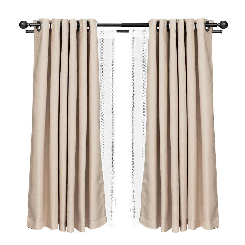 Ensemble de tringle à rideaux double télescopique mural avec capuchon classique UTOPIA ALLEY Leola, diamètre de 1 pouce, noir
