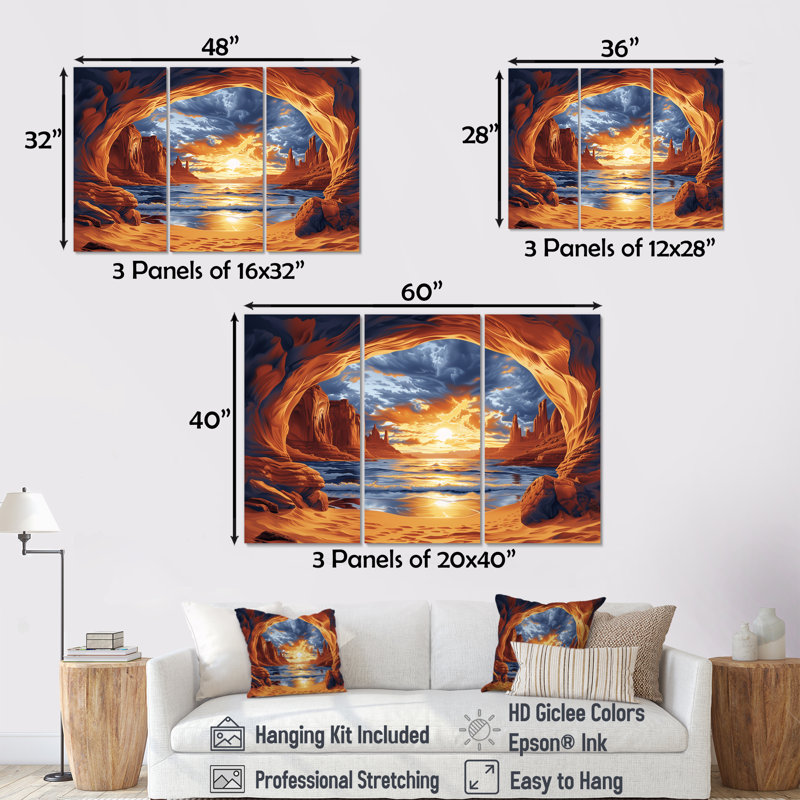 Ensemble de salon Markaysia - Canyon Wall Art, H 28 po x l 12 po x P 1 po, Toile tendue