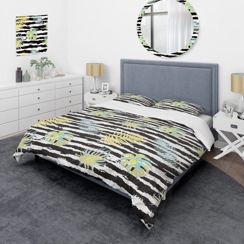 Ensemble de housse de couette en microfibre noir / vert 3 pièces