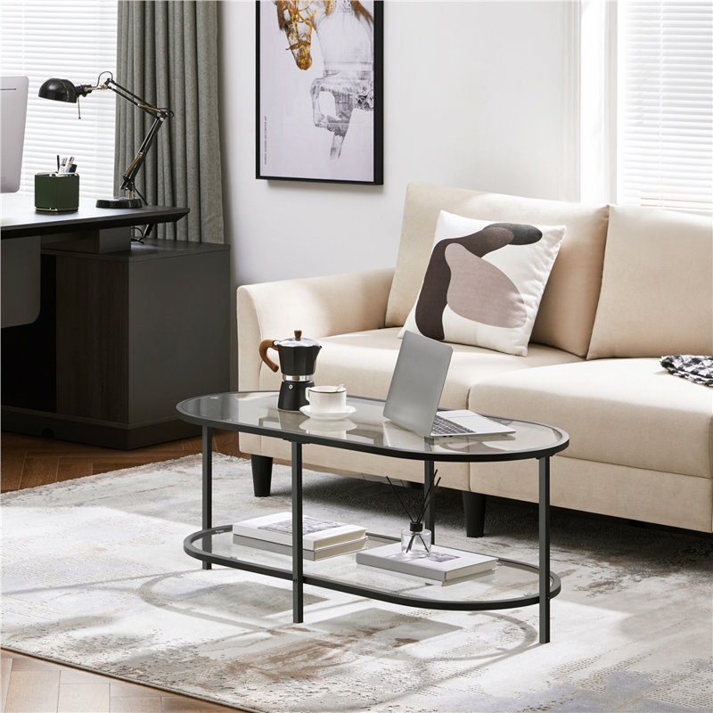 Glass Oval Coffee Table, Black