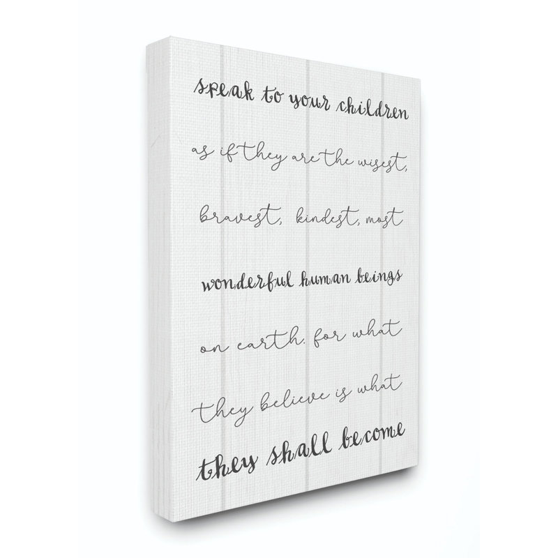 «Speak To Your Children Family Kids Home Inspirational Word Design», art textuel, Toile tendue, H 48 po x l 36 po