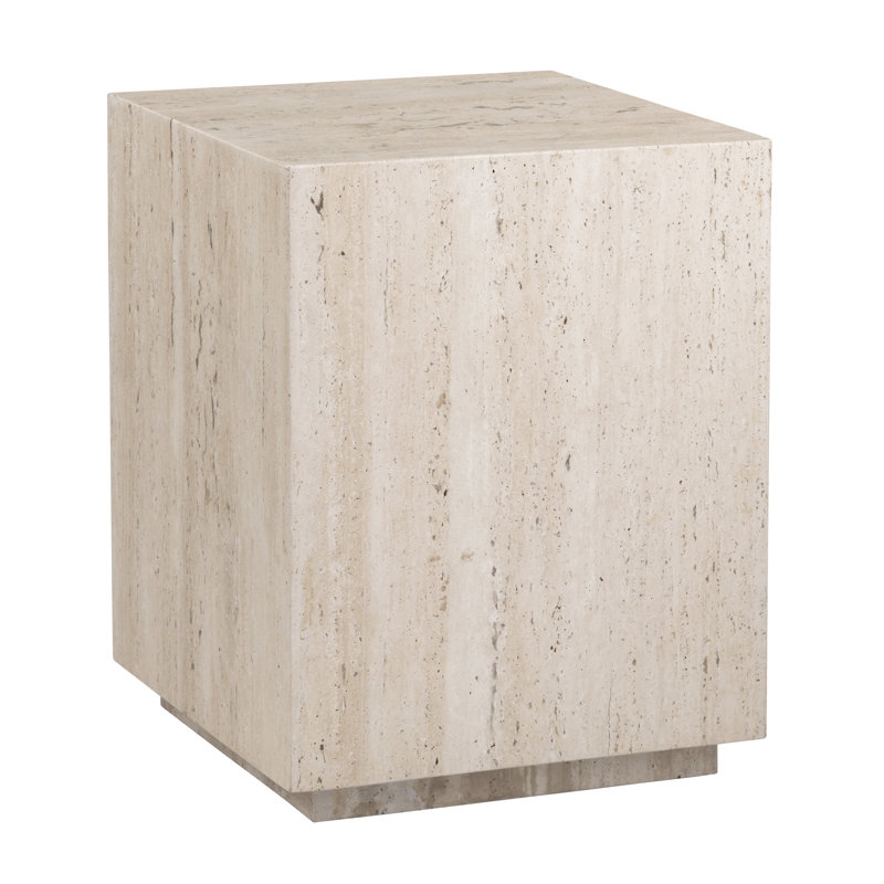 Square Travertine Stone Accent_End Table