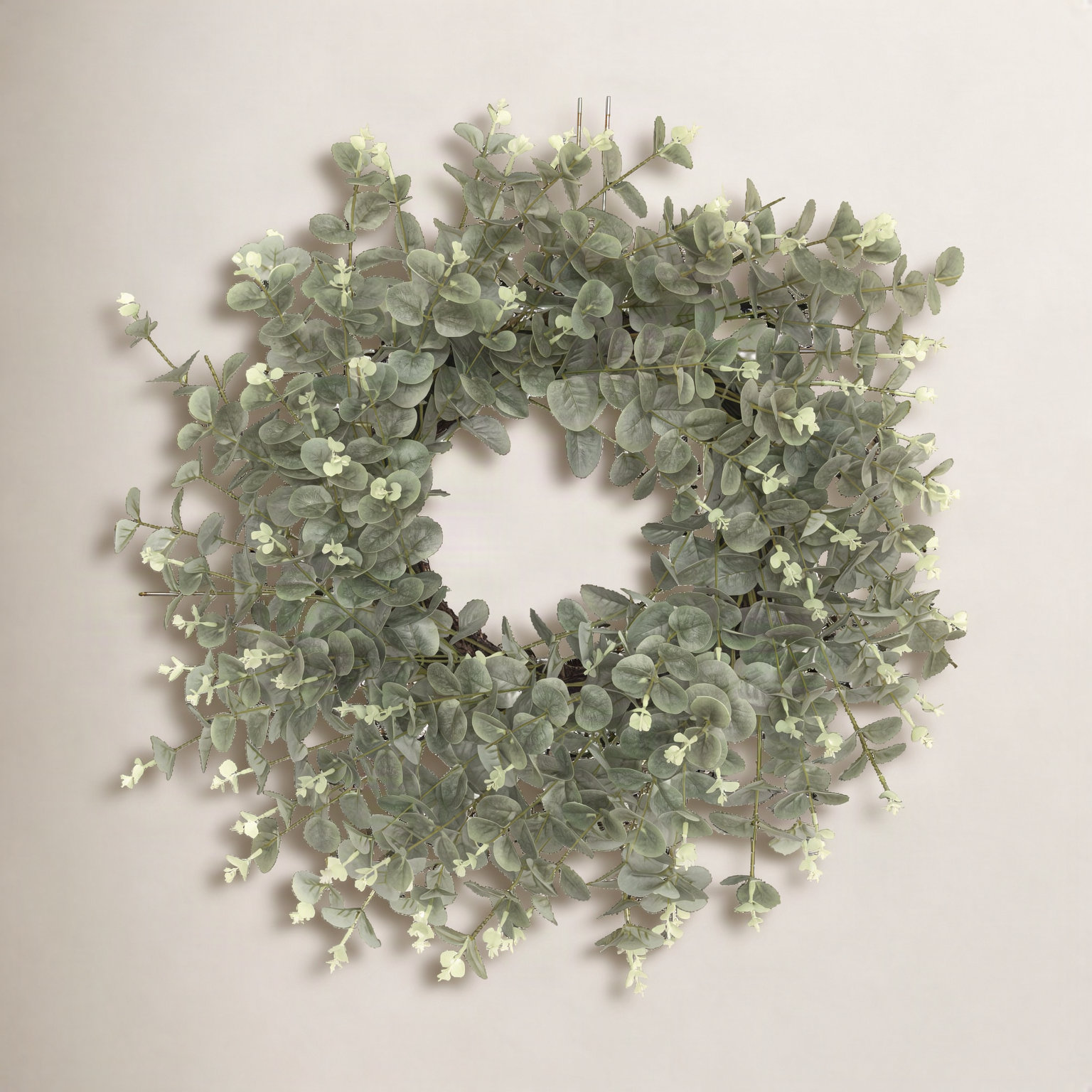 26'' Handcrafted Faux Eucalyptus Wreath, Light Green