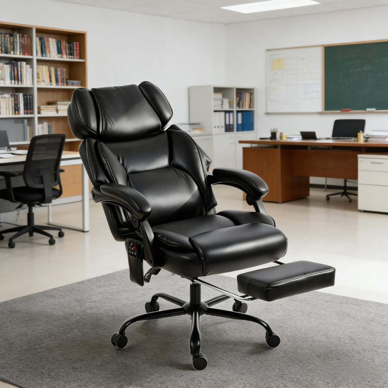 Soft Computer Chair,Massage Chair,High Back Chair,Office Chair, Black, Black
