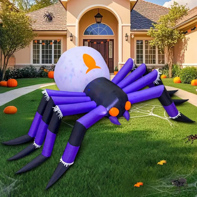 8Ft Halloween Inflatable Decoration, Built In Colorful LED Lights Blow Up Terrible Spider Decoration