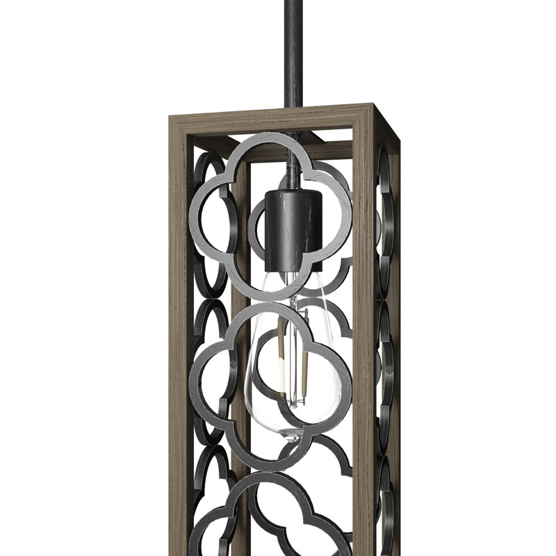 Gablecrest 1 - Light Single Rectangle Pendant, Black, Oak/Black