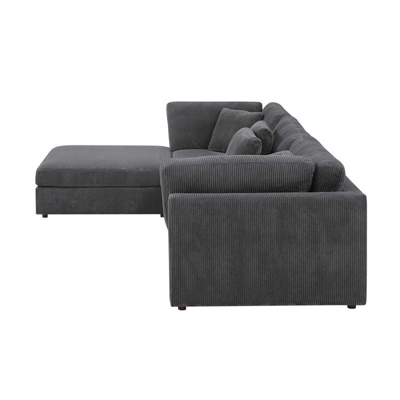 Canapé modulaire Brielee, Velours côtelé gris foncé