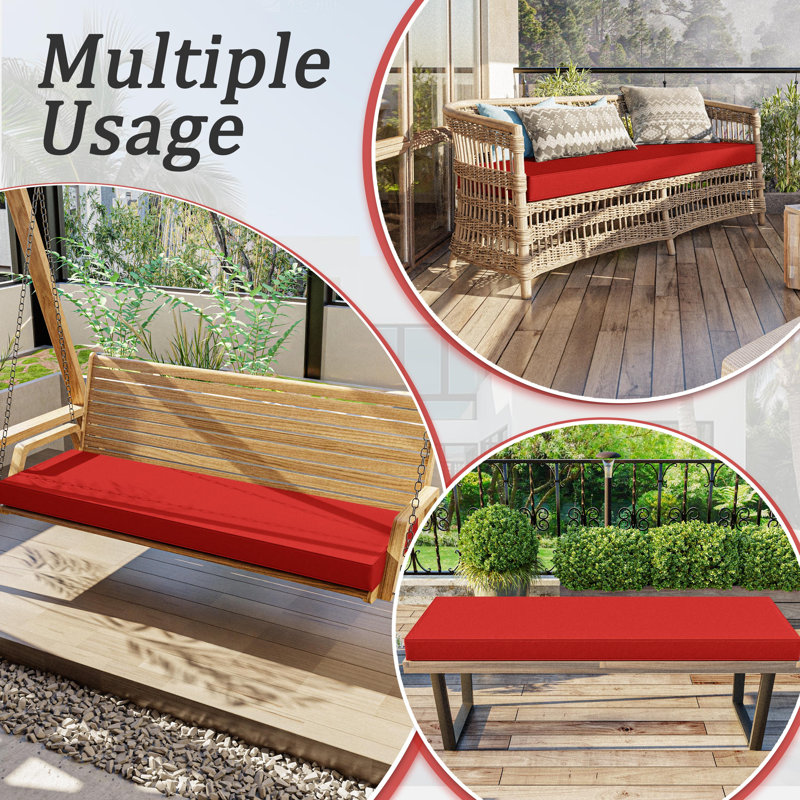 Outdoor 3.5'' Bench Seat Cushion, Available In 5 Sizes, 60" W x 18" D, Red