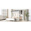 Grand lit avec rangement intégré, bureau et rangement, peu encombrant, couleur blanche, bois et coin salon moelleux pour travailler