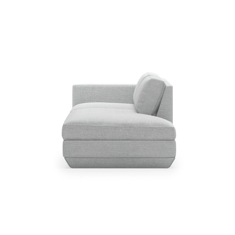 Podium Modular 2 PC Lounge Sofa, Bayview Silver Performance Twill, Right Hand Facing
