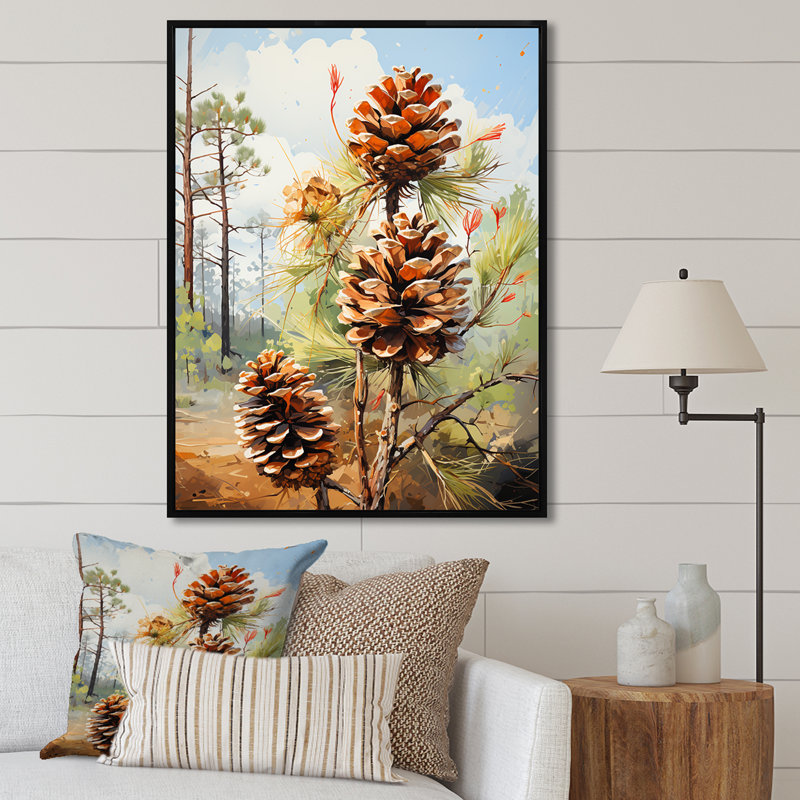 Épinette, pin, forêt II - Art mural pin, Cadre flottant noir, H 40 po x l 30 po x P 1,5 po