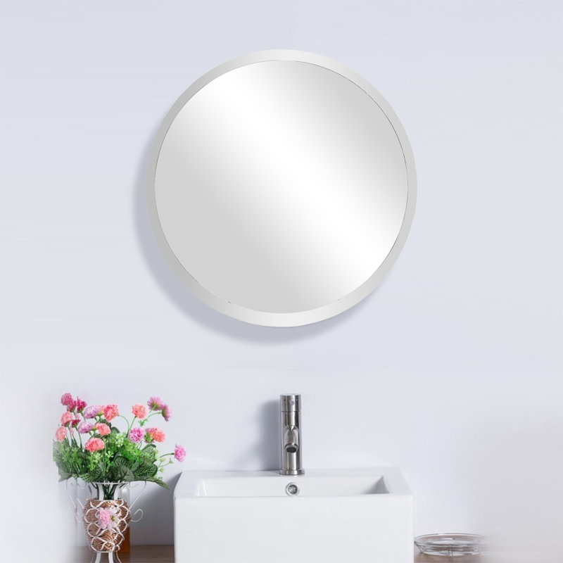Miroir de salle de bain/meuble-lavabo sans cadre biseauté Tukwila, 27 po x 27 po