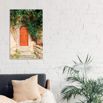 Italy, Tuscany, Greve In Chianti Chianti Vineyards Stone Farm House Entrance Door by Emily Wilson - Print on Canvas