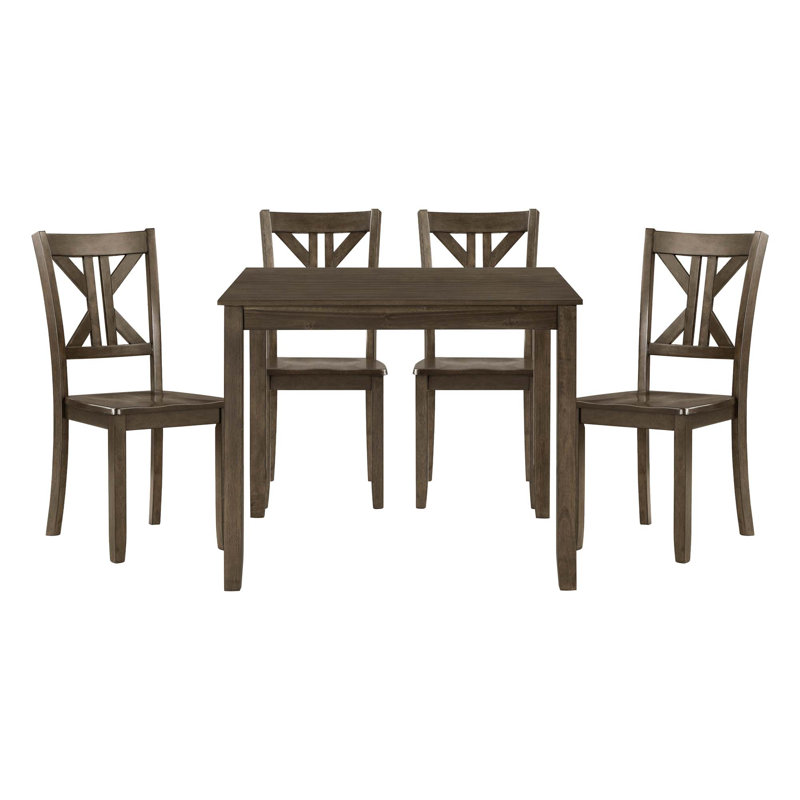 Ensemble de salle à manger 5 pièces et 4 chaises d'appoint avec coin-repas en X