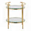 Table d'appoint Art Deco à plusieurs niveaux avec structure en métal doré et dessus en verre