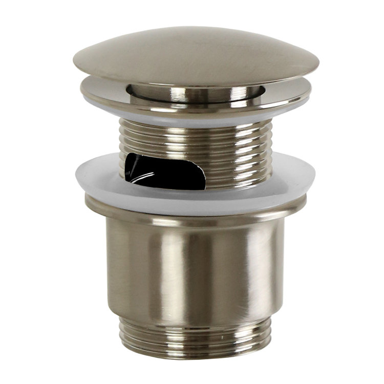 Drain escamotable pour lavabo de salle de bain 1,5 "avec trop-plein Click Clack, Nickel satiné