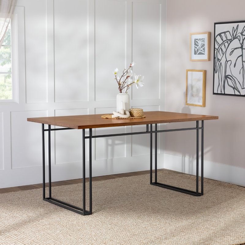 Monowi Pine Metal Base Dining Table, Walnut