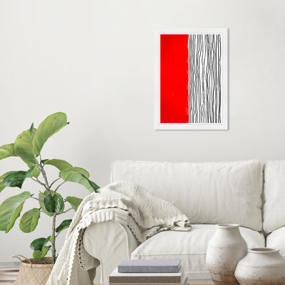 Abstrait, lignes rouges modernes, impression sur papier blanc