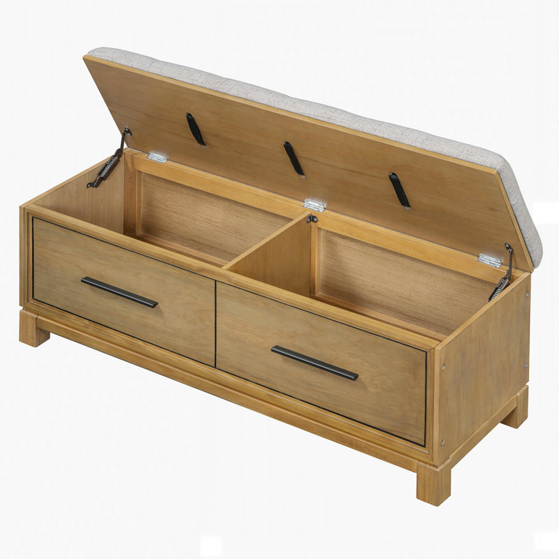 Banc de rangement pour chaussures avec coussin amovible, Naturel