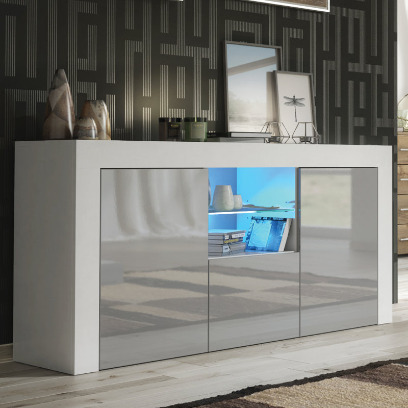 Bunel Unfinished TV Stand for TVs up to 65", White/Grey