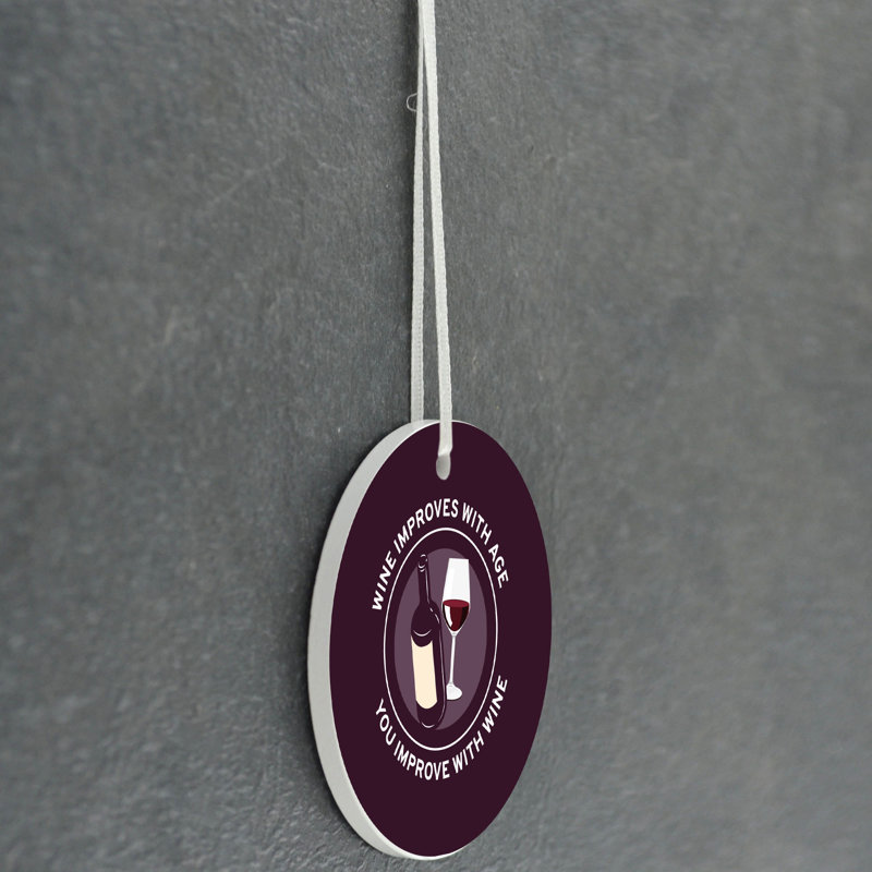Carley Improve With Wine Circle Shaped Ceramic Ornament Bauble