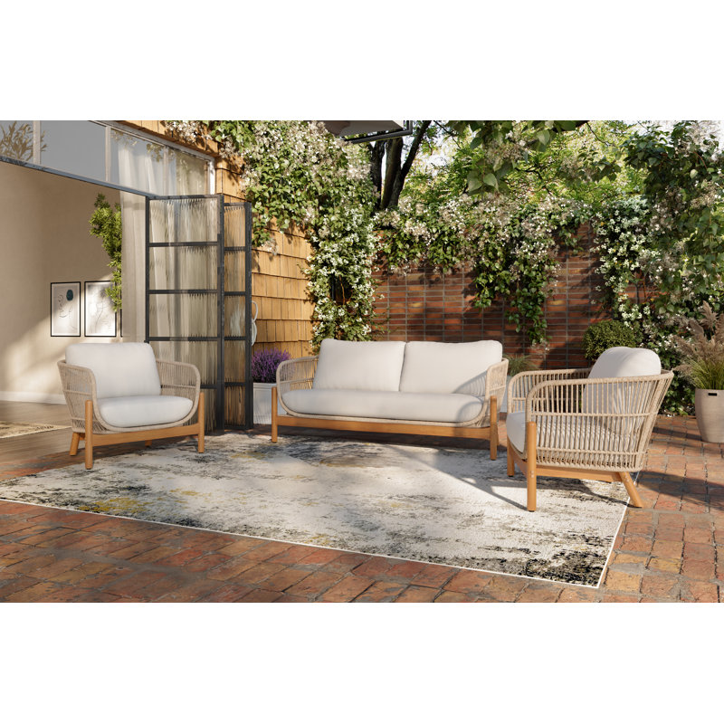 Ensemble de patio 3 pièces Lyal - causeuse, 2 chaises