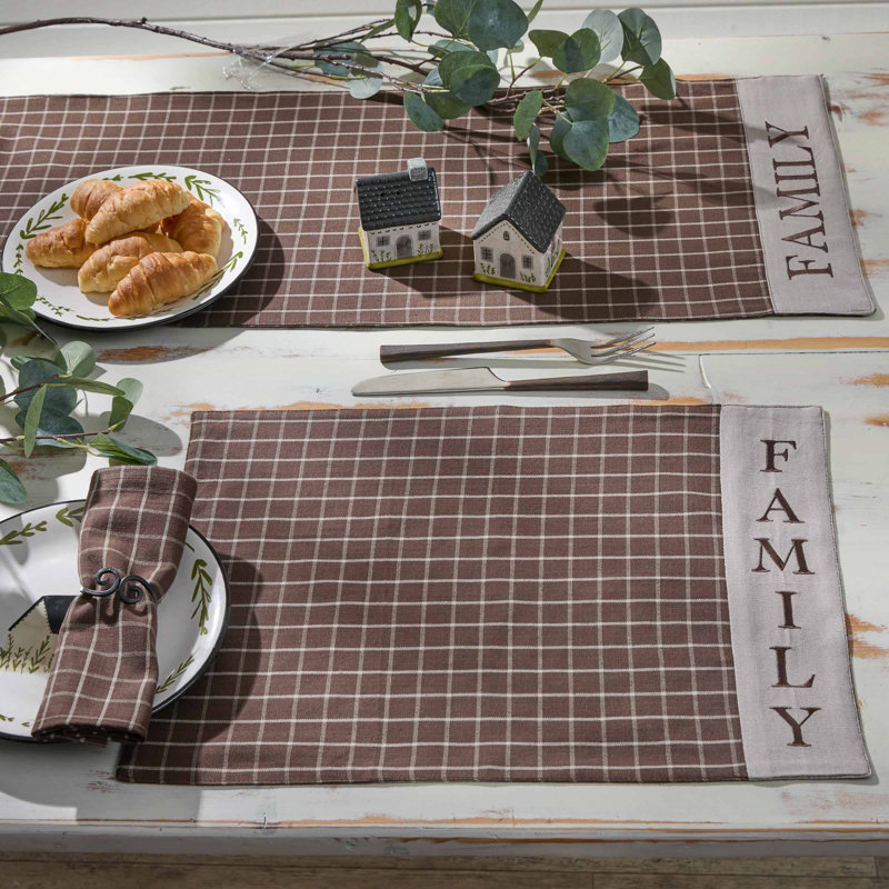 Family Brown PlaidTable Runner 13", 54" L x 13" W