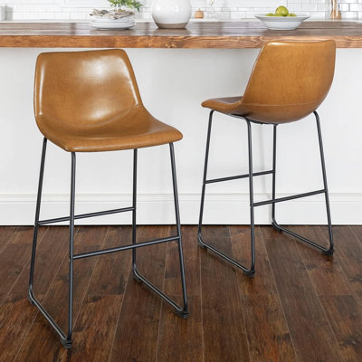 Yannet Faux Leather Upholstered Counter Stool with Iron Frame