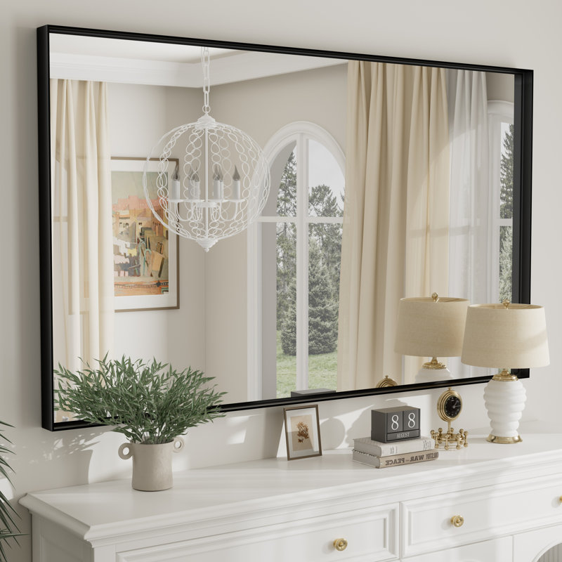 Miroir mural Aevar, 60 po x 36 po, Noir mat