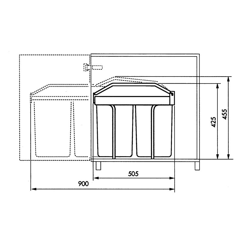 Steel Manual Lift Pull Out Trash Can - 7.4 Gallons