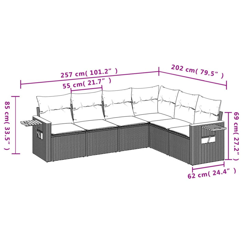 Ensemble de canapé de jardin Vidaxl gris