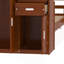 Twin Size Wood Platform Bed With Sample Bookshelf And Movable Wardrobe, Multifunctional Bed With Built-In Trundle Bed, Walnut
