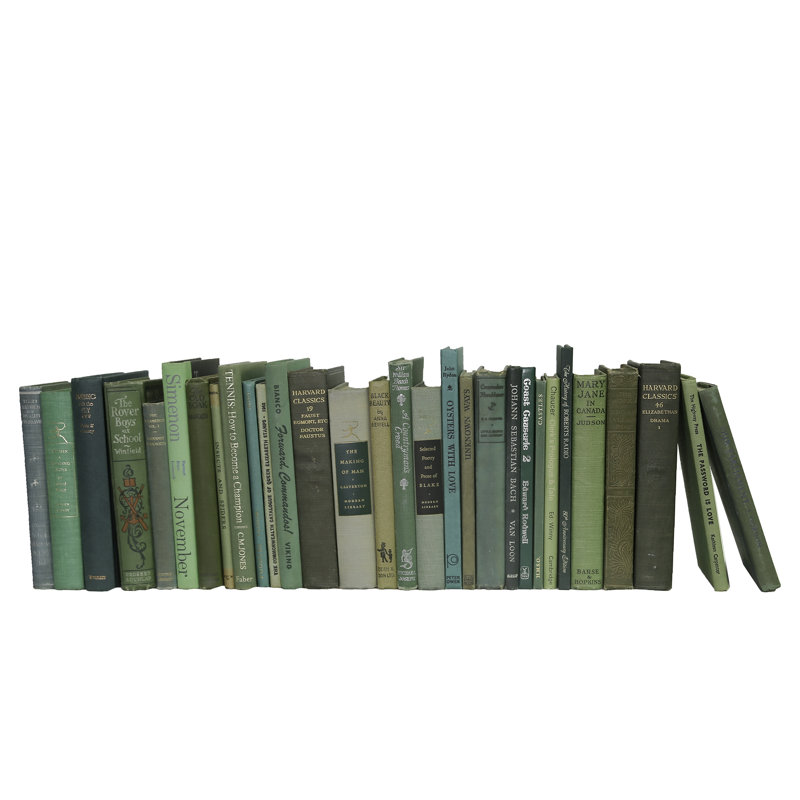Livres décoratifs - Petits livres en buis rétro - Livres verts au pied