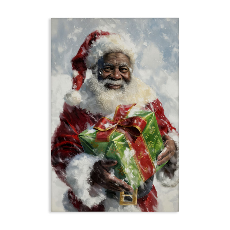 Art mural sur toile Père Noël et cadeau par Imagine It Images, H 30 po x l 20 po